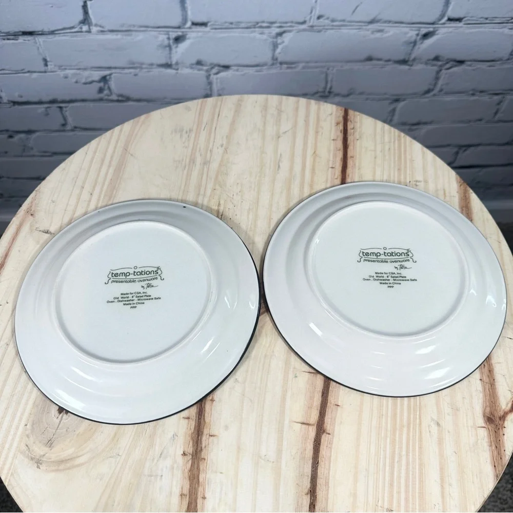Temp-tations Old World Black Salad Plates 8